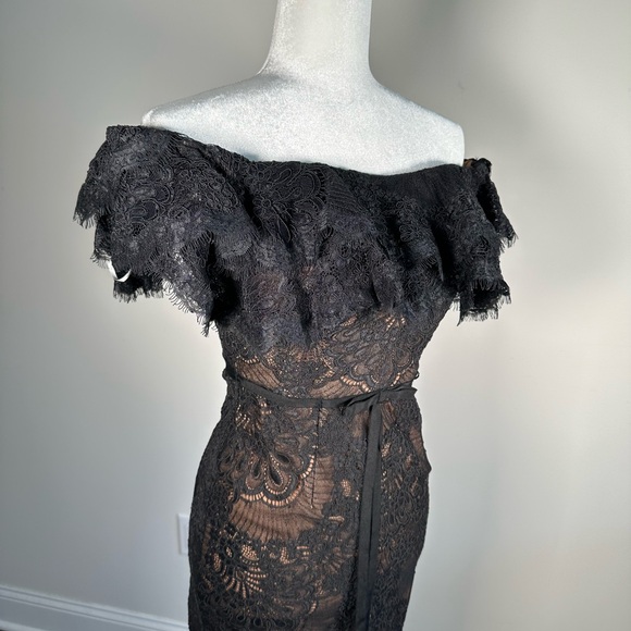 MARCHESA NOTTE LACE OFF SHOULDER DRESS SIZE 0 - Picture 8 of 11